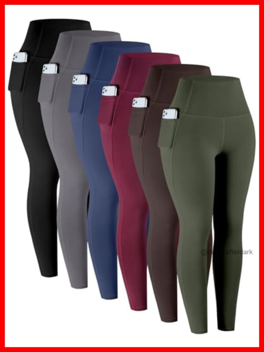 6 Pack High Waisted Tummy Control Leggings with Pockets for Women - Yoga Pants